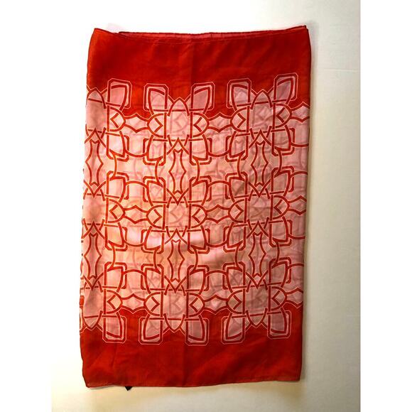 The Limited Orangey Red & White Infinity Scarf Interlocking Pattern - One Size - Picture 1 of 5